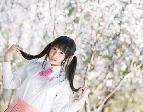 知曦　樱花下的双马尾正妹太萌啦❤