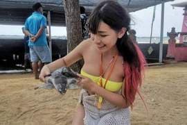 大马网红《Pui Yi 糖糖》峇里岛那位端著海龟的美女让我眼睛为之一亮┗(｀･∀･´●)