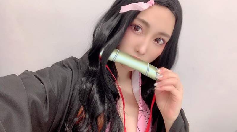 日本最色情写真偶像《森咲智美》COS鬼灭之刃祢豆子粉丝看到都嗨了