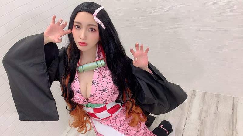 日本最色情写真偶像《森咲智美》COS鬼灭之刃祢豆子粉丝看到都嗨了