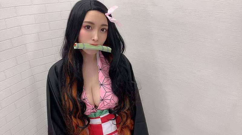日本最色情写真偶像《森咲智美》COS鬼灭之刃祢豆子粉丝看到都嗨了