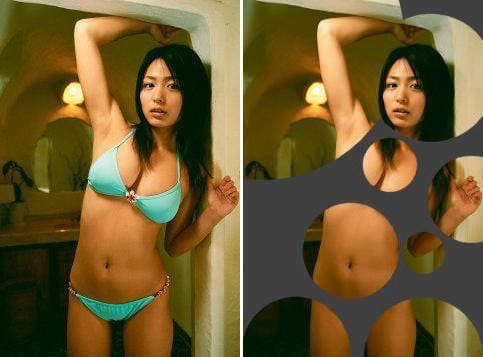 满足幻想《PS泳衣肉色肌理处理》比起挖洞这画面看起来舒服多了