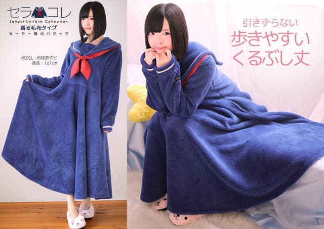 《水手服睡衣冬季版》毛绒绒的感觉让可爱度大大倍增～❤