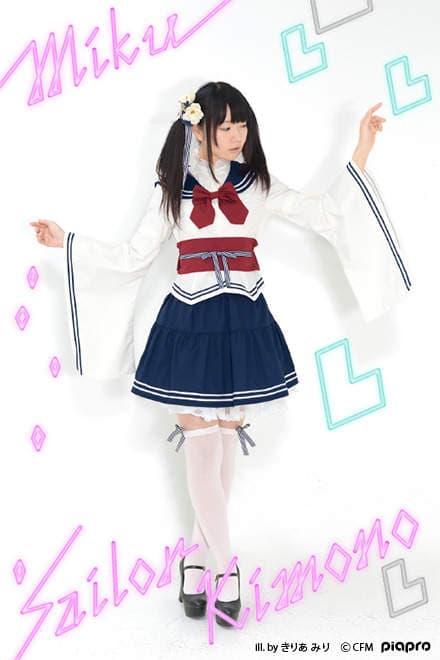 初音未来妄想商品《和服风水手服》一般的水手服不够看～还要结合点巫女风格才够萌