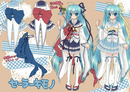 初音未来妄想商品《和服风水手服》一般的水手服不够看～还要结合点巫女风格才够萌