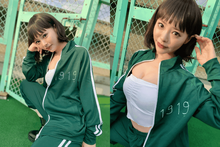 AV女优【小仓由菜】惹火扮鱿鱼游戏！D罩杯撑起运动服全网轰动