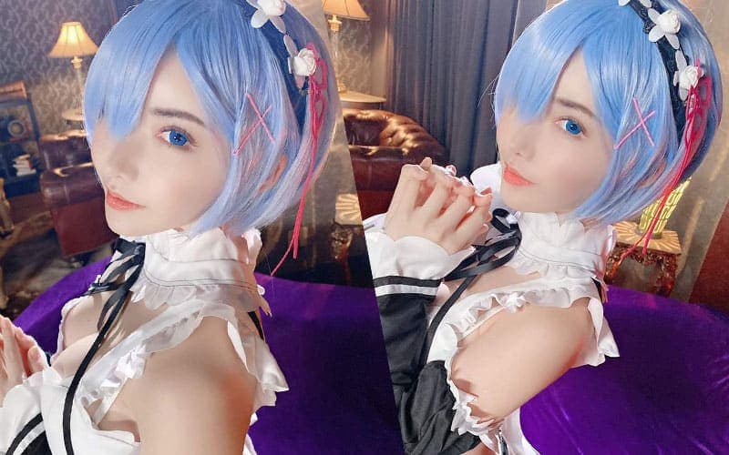 AV女优深田咏美cos《从零开始的异世界生活》雷姆